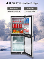 4.0 Cu.Ft Refrigerator with Freezer, 2 Doors Fridge with Adjustable Thermostat Control, Refrigerator for Kitchen, Dorm, Apartment, Garage, Office, Silver