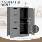 Walsunny Bathroom Floor Storage Cabinet, Wooden Storage Organizer with 4 Drawers and 1 Cupboard, Freestanding Entryway Storage Unit Console Table(Gray)