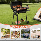VINGLI Upgraded Barrel Charcoal Grill with Side Front Tables, Adjustable Charcoal Tray BBQ Grill Outdoor Smoker Grill with Wheels for Party Garden Patio and Backyard Cooking 39''D × 24''W × 46''H