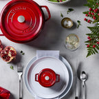 STAUB Cast Iron Dutch Oven 4-qt Round Cocotte, Made in France, Serves 3-4, Cherry