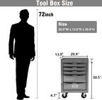 5 Drawers Tool Cart on Wheels, Multifunctional Rolling Tool Chest, Drawers Mobile Trolley Organizer Heavy Duty Tools Box with Locking Wheels & Ball Bearing Drawers (Silver, 5 Drawers)