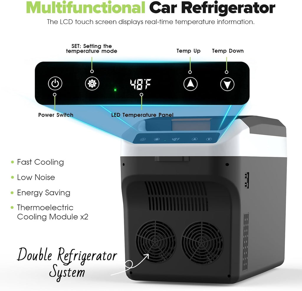 advwin 12 Volt Car Refrigerator 23Quart(22L) Electric Cooler/Warmer, Plug In Car Cooler with 110V AC Home Power Cord & 12V Car Adapter, Portable Refrigerator for Camping, Travel, RV(Black)