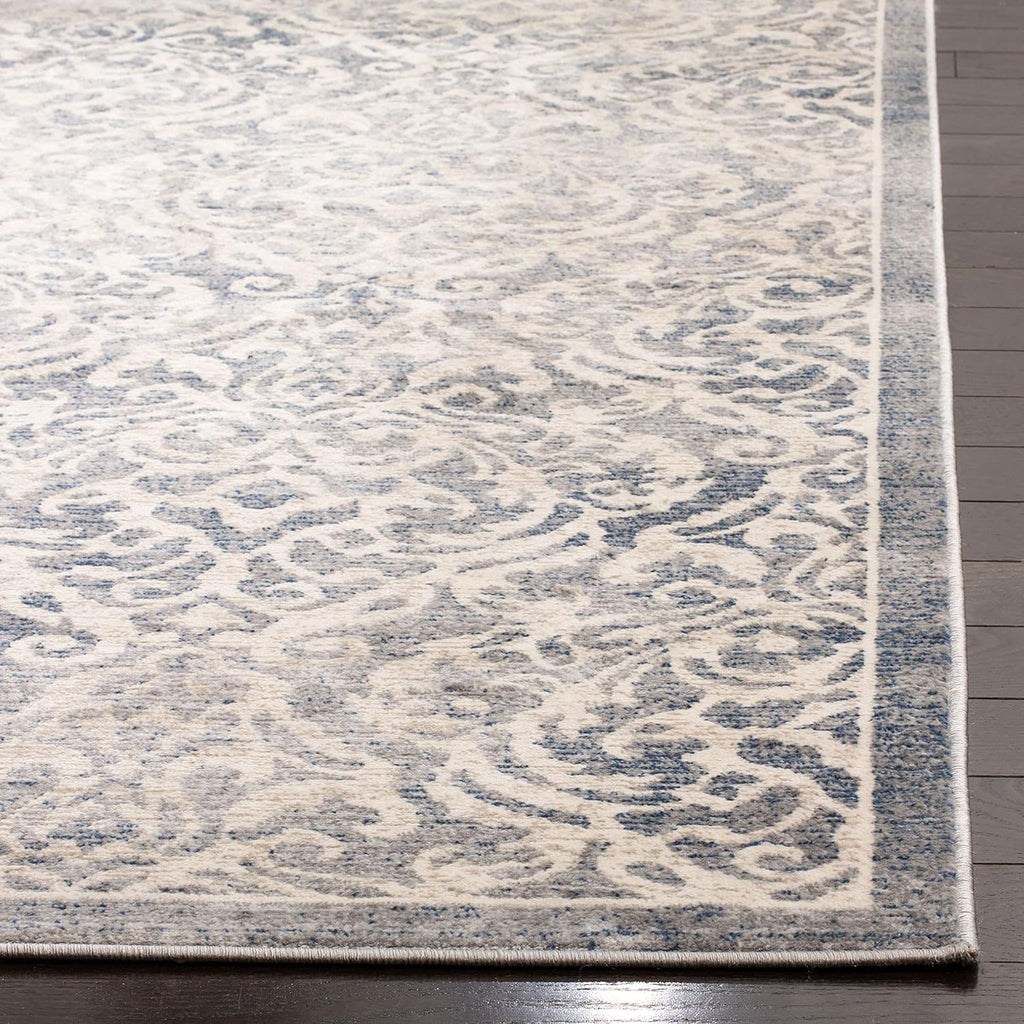 SAFAVIEH Brentwood Collection Area Rug - 10' x 13', Light Grey & Blue, Damask Design, Non-Shedding & Easy Care, Ideal for High Traffic Areas in Living Room, Bedroom (BNT810G)
