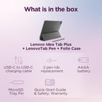 Lenovo Idea Tab Plus - Lightweight Tablet - 12.1″ 2.5K IPS Touchscreen Display - 90Hz - MediaTek Dimensity 6400-8GB Memory - 128GB Storage - Integrated Arm Mali-G57 MC2 - Lenovo Tab Pen & Folio Case