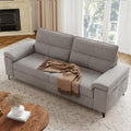 88.97" Modern Sofa Couches for Living Room, Deep Seat Sofas with 8”Cushion, Comfy 2-Seater Chenille Loveseat with Convertible Armrest, Removable Sofa Cover, High Leg(Light Gray)