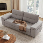 88.97" Modern Sofa Couches for Living Room, Deep Seat Sofas with 8”Cushion, Comfy 2-Seater Chenille Loveseat with Convertible Armrest, Removable Sofa Cover, High Leg(Light Gray)