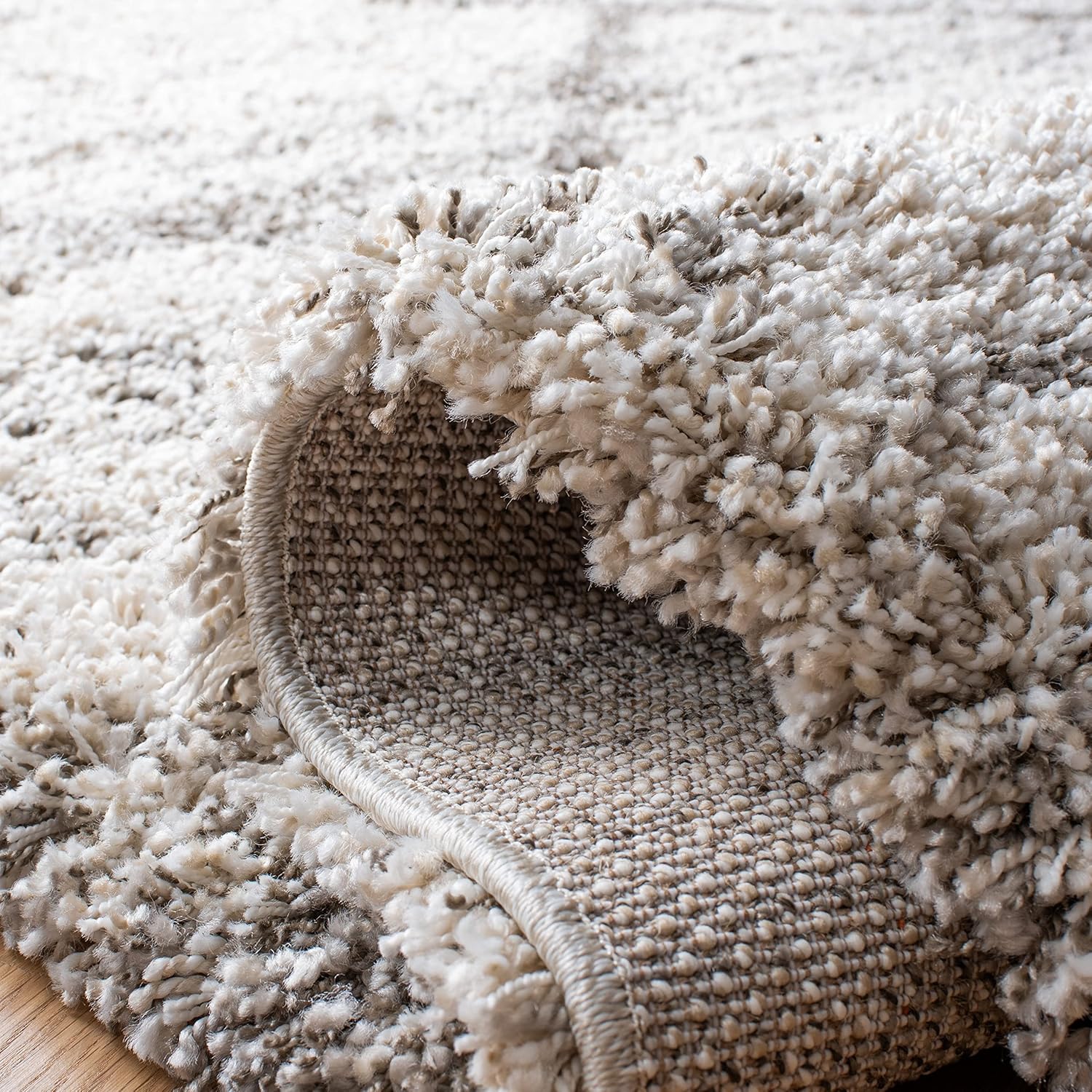 SAFAVIEH Hudson Shag Collection Area Rug - 9' x 12', Grey & Beige, Modern Trellis Design, Non-Shedding & Easy Care, 2-inch Thick Ideal for High Traffic Areas in Living Room, Bedroom (SGH281J)