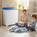 Giantex Portable Washing Machine, 20LBS Twin Tub Mini Compact Laundry Washer Spinner Combo with Drain Pump, 12Lbs Washer and 8Lbs Spinner for Apartments, RVs, Dorms, Blue+White