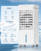 Portable Air Conditioners, Swamp Cooler Portable AC Unit for Room, Windowless Cooling Fan That Blow Cold Air w/Remote 5L Tank 12 Speeds 9H Timer, Evaporative Air Cooler for Bedroom Garage (White)