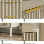 LYNSOM 55" Wide Fluted Dresser for Bedroom with 6 Drawer, Modern Chest of Drawers with Curved Profile Design and Metal Handles, Wood Dresser TV Stand & Storage Organizer for Living Room, Beige