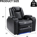 CANMOV Electric Power Recliner Chair with Adjustable Headrest,Breathable Faux Leather Home Theater Seating with Ambient Lighting,Cup Holders,Hidden Arm Storage,USB,Type-C Ports,Black