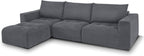 MCombo 121" Modular Sofa Couch, No Assembly Required, L Shaped Compressed Sectional Sofa with Ottoman, Deep Seat Upholstered Boneless Couch for Living Room, SS378 (Dark Grey)
