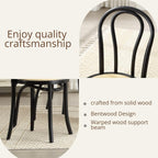Solid Wood Dining Chairs Set of 2 Mid-Century Modern Rattan Kitchen Room Chairs with Backrest Bentwood Side/Desk Chairs for Dining/Living Room,Home, Black Wood