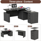 66.93" L Shaped Executive Standing Desk with Pre-Assembled Frame & Lockable Cabinets, Fixed Right-Facing Design, Dual-Motor Height Adjustable Sit-to-Stand Desk for Corporate & Home Office