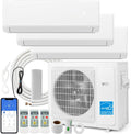 SIMOE 36000 BTU Tri 3 Zone Multi Zones Mini Split AC Heat Pump Full Set, Mini Split Air Conditioner, Wifi-Enabled 23 SEER2, 9k+9k+12k BTU, 208-230V, Ductless Energy Star, Installation Kit