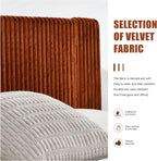 YUHUASHI King Size Storage Bed Frame, Vertical Striped headboard with Delicate Velvet Fabric, Hydraulic Lift for Storage, no Box Spring Needed, no Noise (OCHER, King (U.S. Standard))