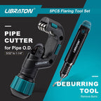LIBRATON Flaring Tool, HVAC Flaring Tool Kit, Copper Flaring Tool, 45° Eccentric Single Flare Tool for 1/4''-3/4'' and 6-19mm with Pipe Cutter, Deburring Tool for Copper Aluminum Pipe