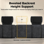 CAMMOO Couch Headrest Extender, Ergonomic Neck & Head Support for Legless Low Back Sofa, Sturdy Fixed-Height Metal Frame Sofa Backrest Extender, Fits Boneless Couch Under 28.5" (3 Pack, Grey)