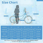BABY JOY Kids Bike, 12" 14" 16" 18" Mermaid Girls Bike for 3-8 Years Old w/Basket, Training Wheels, Hand & Coaster Brakes, Adjustable Seat & Handlebar, 20" Children Bicycle with Kickstand for 8+