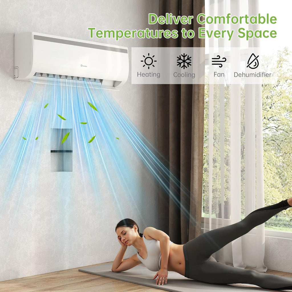 Real Relax 12000 BTU Mini Split Air Conditioner & Heater, 20 SEER2, 115V Inverter, Cools & Heats Up to 750 Sq.Ft, WiFi & Alexa Compatible, R454B Refrigerant, Included Installation Kit Ductless