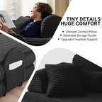 79" Boneless Couch with High Backrest Headrest, Comfy Modular Foldable Floor Sleeper Sofa, 5-in-1 Convertible Sofa Bed for Living Room, Bedroom, Lounge, Studio, Black
