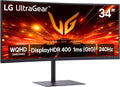 LG 34G630A-B 34-Inch Ultragear WQHD (3440 x 1440) Curved Gaming Monitor  240Hz  1ms  FreeSync Premium  DisplayHDR 400  Built-in Speaker  HDMI  DisplayPort  USB Type-C  Tilt/Height/Swivel Stand  Black