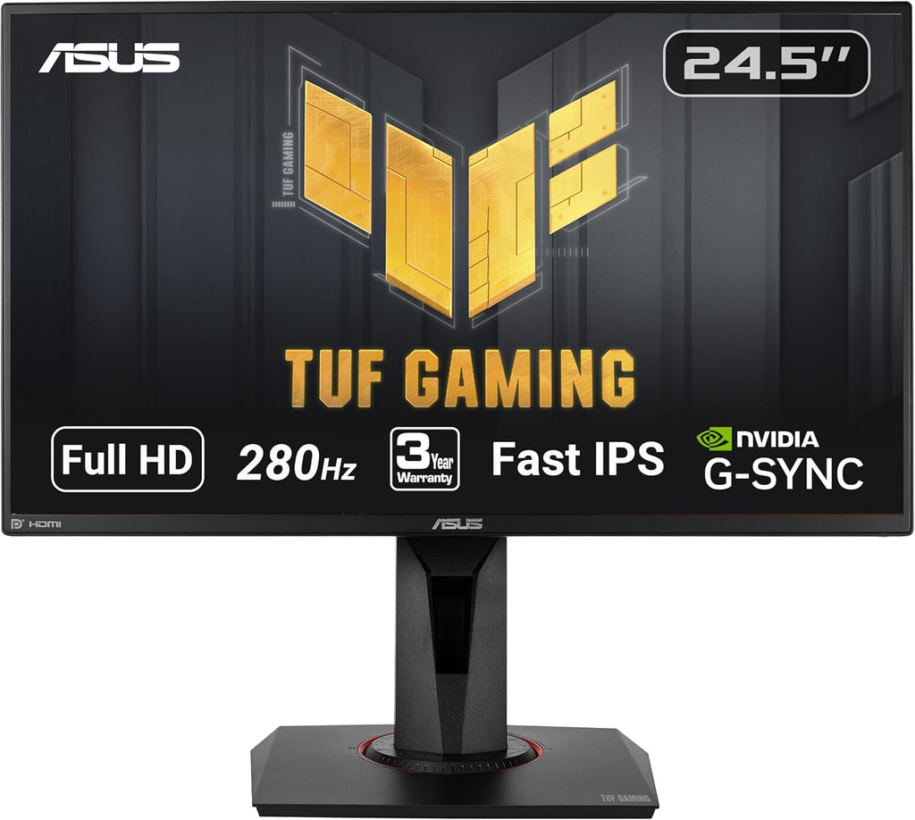 ASUS TUF Gaming VG259QM 24.5” Monitor  1080P Full HD (1920 x 1080)  Fast IPS  280Hz  G-SYNC Compatible  Extreme Low Motion Blur Sync 1ms  DisplayHDR 400  Eye Care  DisplayPort HDMI Black