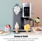 Ninja CREAMi Scoop & Swirl Ice Cream and Soft Serve Maker, Oprah's Favorite Things 2025, 13 Programs, Soft Serve Handle & (4) CREAMi 2-in-1 16oz Pints, Gift for Kids & ALL ages, NC701