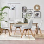 OLIXIS Set of 4 Dining Kitchen Mid-Century Modern Chairs with Wood Legs and PU Leather Cushion for Living Room Bedroom Outdoor Lounge, White