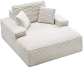 VEVOR Oversized Chaise Lounge Chair, 54" Boneless Chaise Lounge Indoor, Modern Upholstered Reading Chair with Throw Pillows & Armrests, Sofa Couch Deep Seat Sleeper for Living Room, Bedroom, Beige