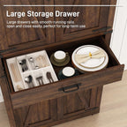 72" Tall Farmhouse Kitchen Pantry Cabinet with Drawer, Rustic Wood Cupboard Storage Cabinet w/Organizer and 4 Barn Doors, Storage Cabinet for Kitchen, Dining Room, Living Room, Brown