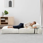 tantohom Folding Sofa Bed, Convertible Sleeper Chair with Pillow Foldable Mattress with Back Support,Space-Saving Sofa for Living Room,Bedroom (White)