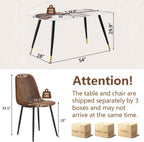Dinner Table Set for 6, Sintered Stone Kitchen Table Top and Modern Chairs Set of 6 for Kitchen Dining Room