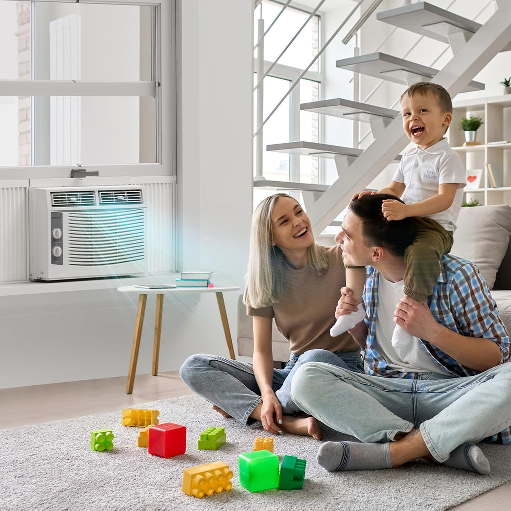 ROVSUN 5000 BTU Window Air Conditioner, Window AC Units with Mechanical Controls & Easy Install Kit, Ideal for Rooms up to 150 Square Feet, 115V/60Hz, White