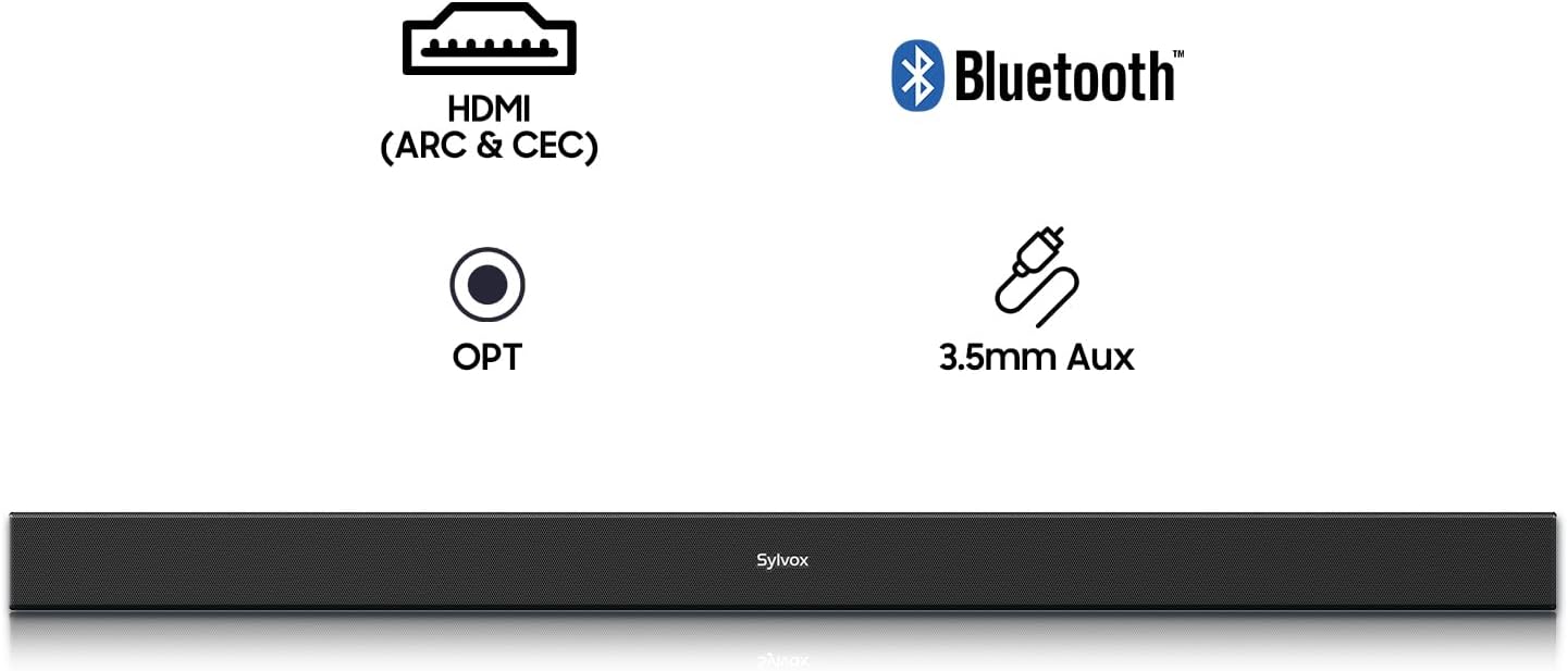 SYLVOX Outdoor Soundbar  IP65 Waterproof 60 Watts Soundbar with HDMI  Optical  AUX  USB and Bluetooth Connection  38 Inch Mountable