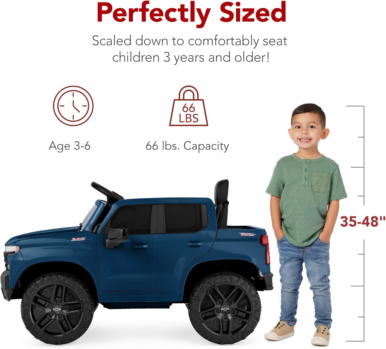 Best Choice Products 12V Licensed Chevrolet Silverado Ride On Truck, Electric Car Toy w/Parent Remote Control, Truck Bed Storage, Bluetooth Speaker, LED Lights, 2.5 MPH Max Speed - Blue