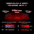 TP-Link Tri-Band BE11000 Wi-Fi 7 Gaming Router Archer GE650 | 6-Stream 11 Gbps supports 320MHz | 2×5G + 3×2.5G Ports USB 3.0 | Game Acceleration  Dedicated Gaming Port & Panel  RGB Lighting|HomeShield