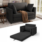 Convertible Sofa Bed, 2 in 1 Pull Out Loveseat Sleeper Sofa | 78.7” Folding Floor Sofa Bed for Guest Room, Bedroom | Black
