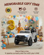 First Ride On 24V 2 Seater Ride on Car for Kids  Licensed Chevrolet Silverado Electric Car for Kids with Remote Control  Toddler Car with Bluetooth  LED Lights  Seat Belts and Spacious Design (White)