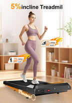 Walking Treadmill Pad with Incline, Walking 2.5HP for Home and Office, 265Lbs Weight Capacity, Treadmill with APP & Remote Control, LED Display