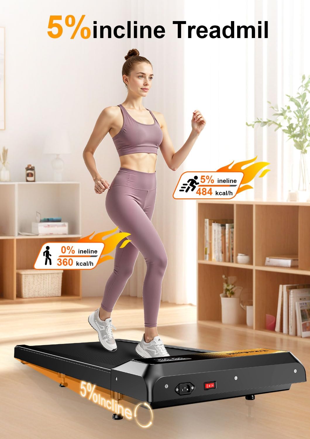 Walking Treadmill Pad with Incline, Walking 2.5HP for Home and Office, 265Lbs Weight Capacity, Treadmill with APP & Remote Control, LED Display