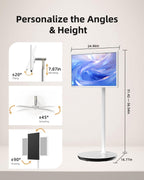 KTC MegPad 27 Inch Portable Screen TV - 1080P Touch Screen Monitor on Wheels with 8MP Camera  Compatible with Google TV  Android 14  QC 8G RAM+128G Storage  9500mAh Battery  Remote Control