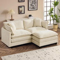 SoarFlash 77.95" Chenille Sectional Sofa, Comfy L Shaped Modular Coush Sofa with Ottoman, Modern 2 Seat Couch Deep Seat Sofa Set for Living Room,Beige