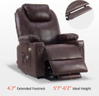 MCombo Dual Motor Large Power Lift Recliner Chair for Elderly, Lay Flat Lift Chair with Heat and Massage, Big Lift Recliner for Tall People, Faux Leather 7815 (Dark Brown)