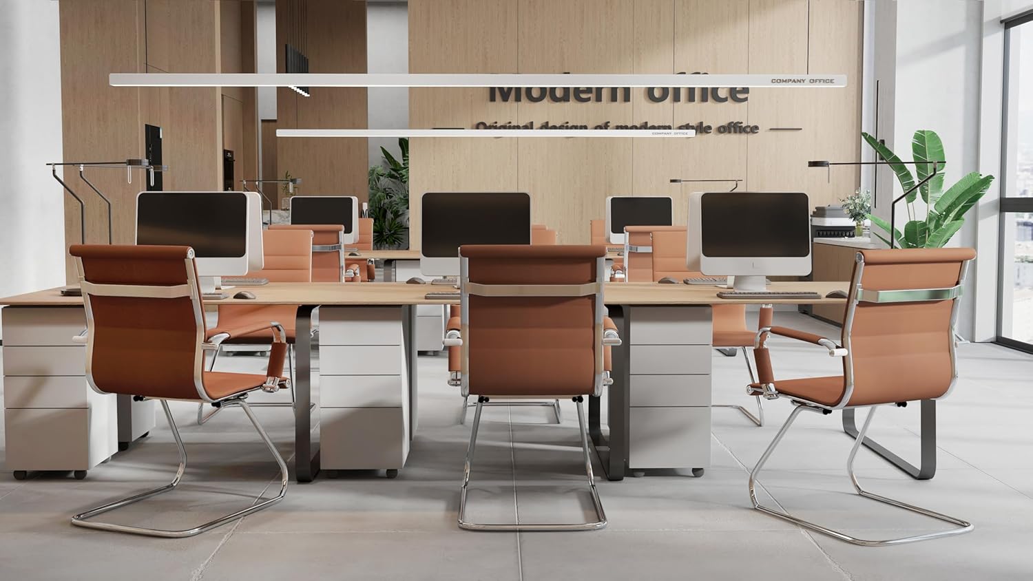 HNY Leather Office Guest & Reception Chairs Set of 2, Modern Waiting Room Chairs with Arms, Desk Chair no Wheels with Sled Base for Conference Room, Coffee