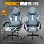 GTPLAYER Gaming Chair Ergonomic Office Chair with Foot Rest & Pocket Spring Cushion, High Back Computer Desk Chair with Headrest & Lumbar Support, Breathable Fabric Game Chair for Adults, Blue