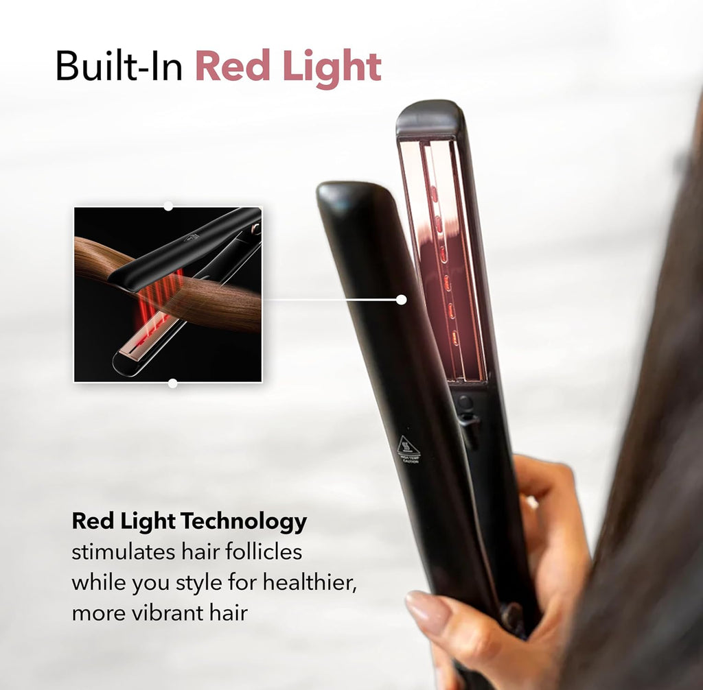 SRILabs StyleQ Flat Iron Hair Straightener Styler - GraphFlow Techonology, Negative Ions, Red Light Therapy, 12 Heat Settings for Straight, Smooth, Waves and Curls: All Hair Types