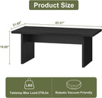 BON AUGURE Black Coffee Table, Modern Coffee Tables for Living Room, Wooden Center Table, Living Room Tables for Home, Office (Black Oak, 43Inch)