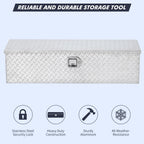 48 Inch Diamond Plate Truck Bed Tool Box with Shelf Silver