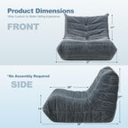 Bean Bag Chair Big Sofa Beanbag Chair for Adults Fireside Chair Bean Bag Lounger with Memory Foam Filled for Home,Apartment or Gaming Venue(Grey Plush Single)